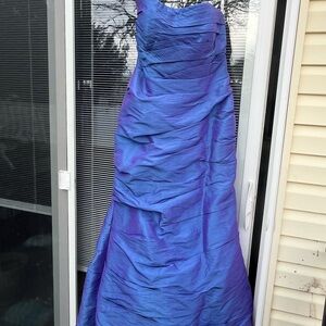 Zum Zum by Niki Livas Iridescent Blue-Purple Strapless Prom Gown